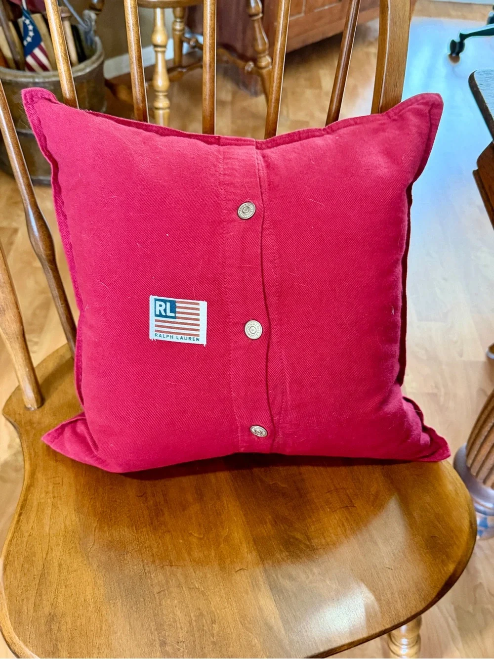 Ralph Lauren Red Button-Front Throw Pillow